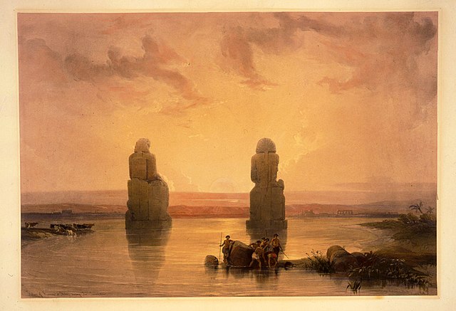 Colosses de Memnon sous la crue du Nil - David Roberts