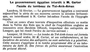 article journal sur la découverte de Toutankhamon