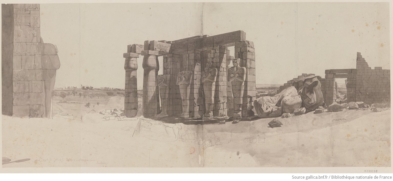 Ramesseum : Vue du péristyle vers 1799