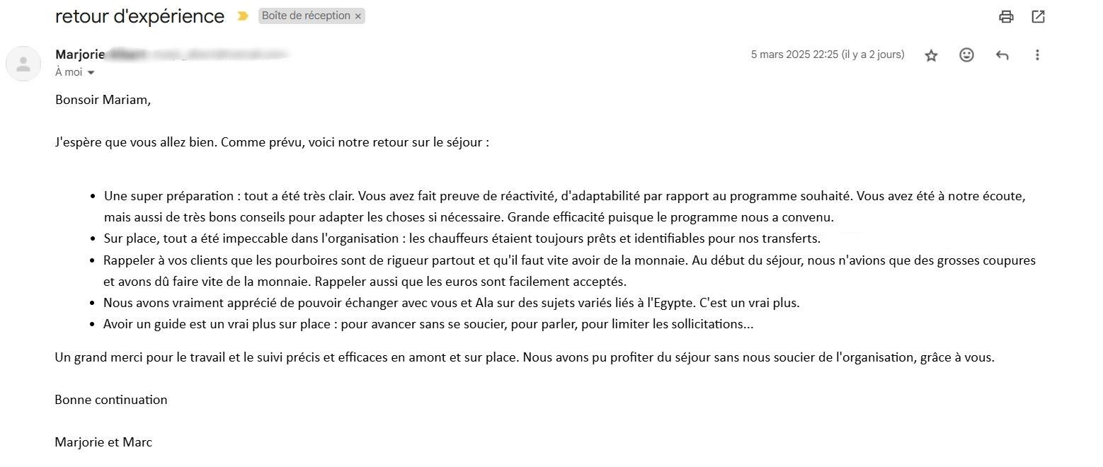 avis services balades à Louxor agence Alfriend Voyage