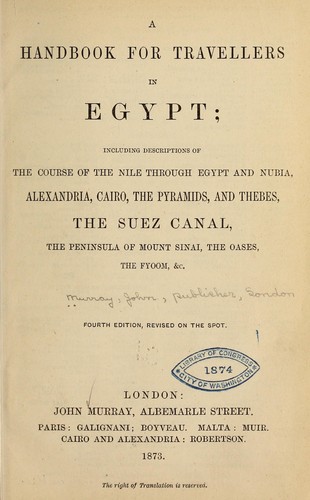 couverture guide de voyage en Egypte datant du XIXème siècle : "the handbook for travellers in Egypt"