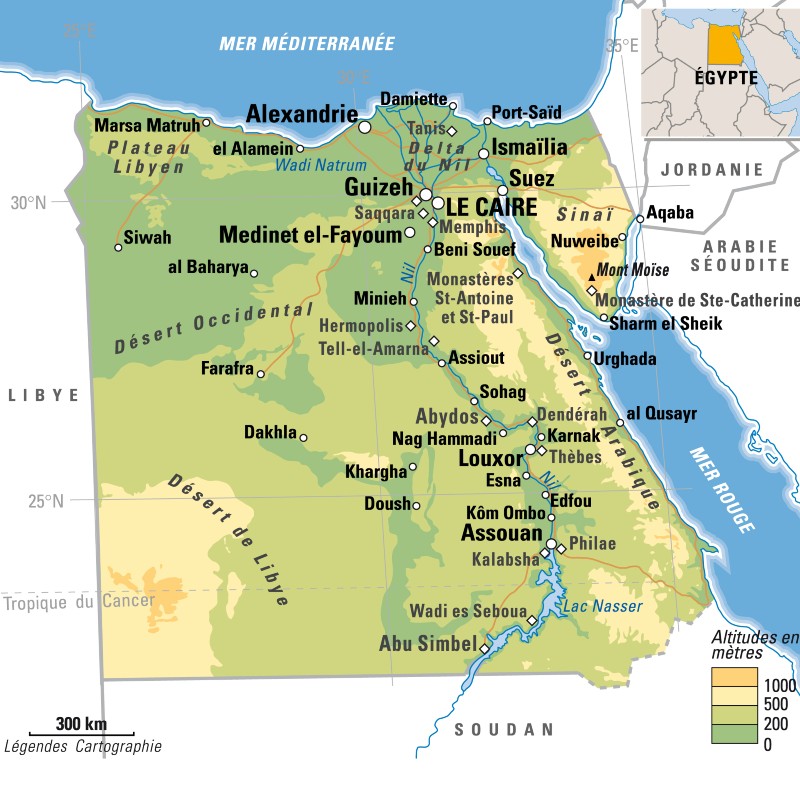 carte itinéraire voyage en Egypte et sites principaux