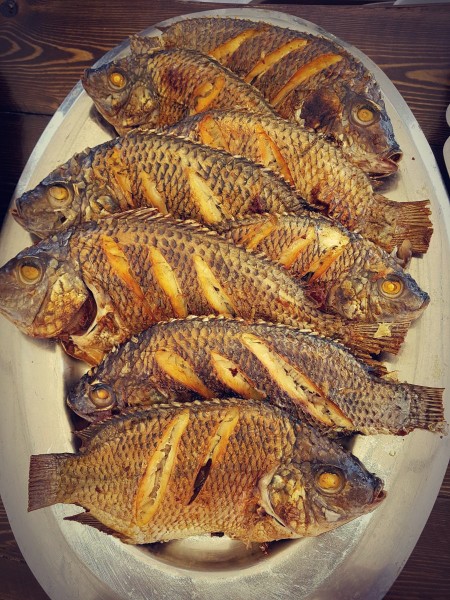 Poisson fraîchement pêché dans le lac Nasser, grillé aux herbes et servi comme plat du jour lors de la croisière sur le Lac Nasser