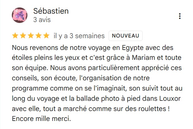 avis voyageurs et remerciements (via google maps) - agence Alfriend Voyage - Voyage sur mesure organisé en avril 2026