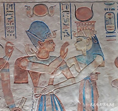 Relief peint sur les parois de la tombe d'Amonherkhépeshef, fils de Ramsès II, dans la Vallée des Reines à Louxor