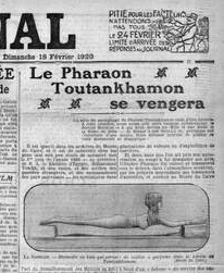 article du " Journal" du 18 février 1926 évoquant malédiction du pharaon Toutânkhamon